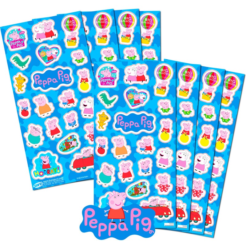 NICK JR. Peppa Pig Stickers Party Favors Set ~ Bundle Includes Over 100 Peppa Pig Stickers, 8 Sticker Sheets (Peppa Pig Party Supplies) - Image 1